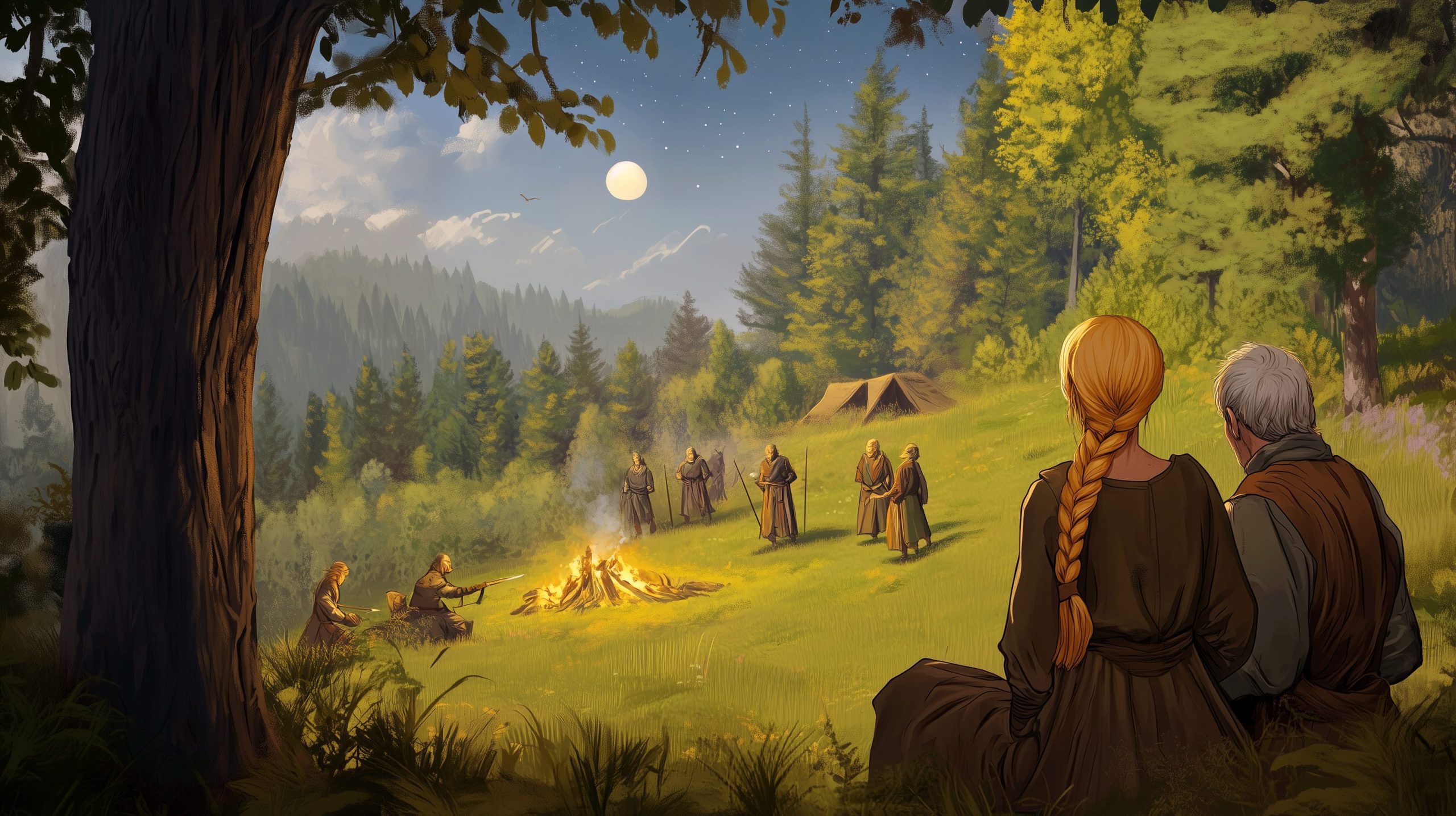 Elora sees bandits around campfire
